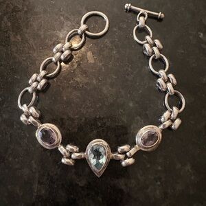 Sterling Silver Multi-Stone Bracelet with blue topaz and amethyst stones